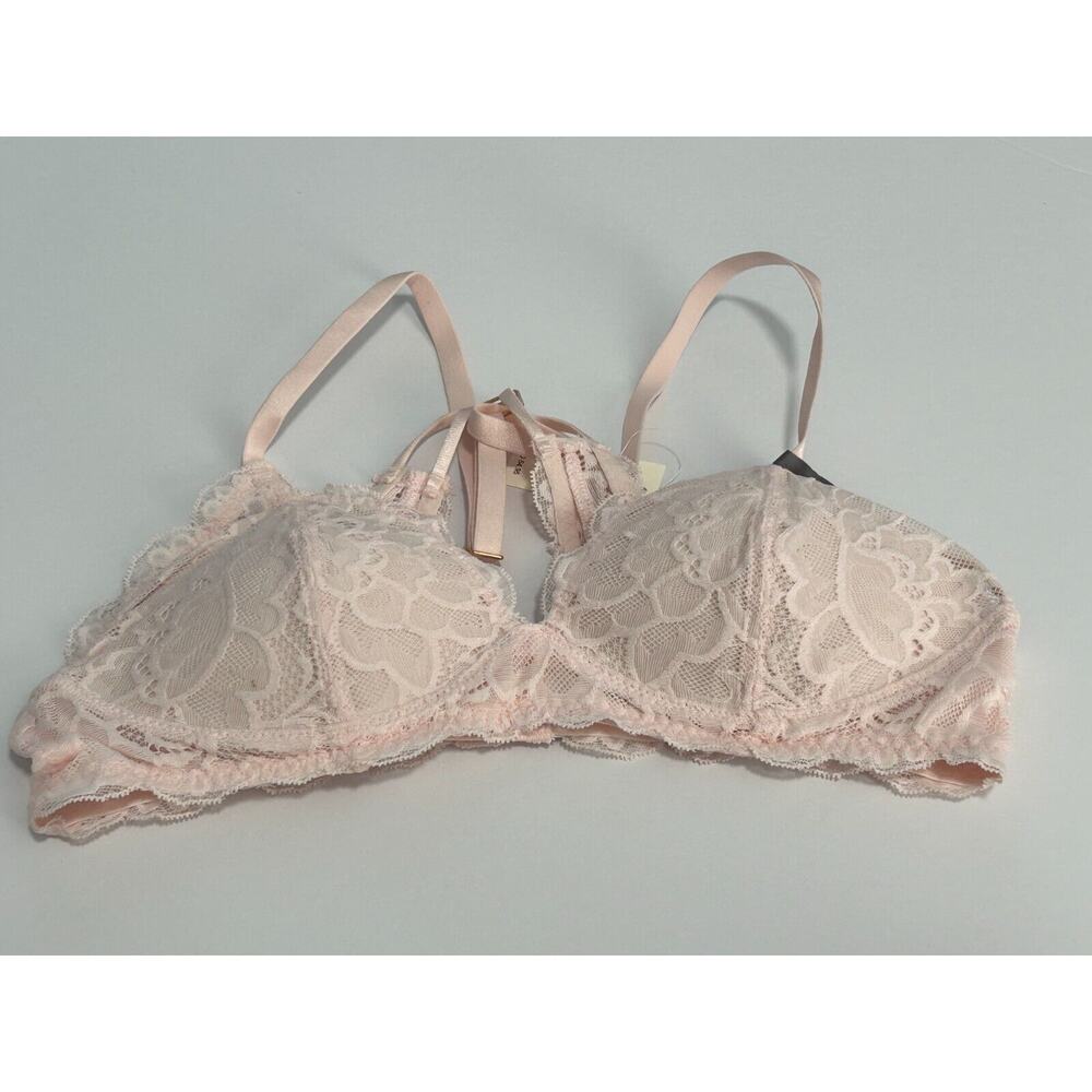 NWT Aerie Women's Pink Real Power Wireless Lace Racerback Push Up Bra‎ Size 34A